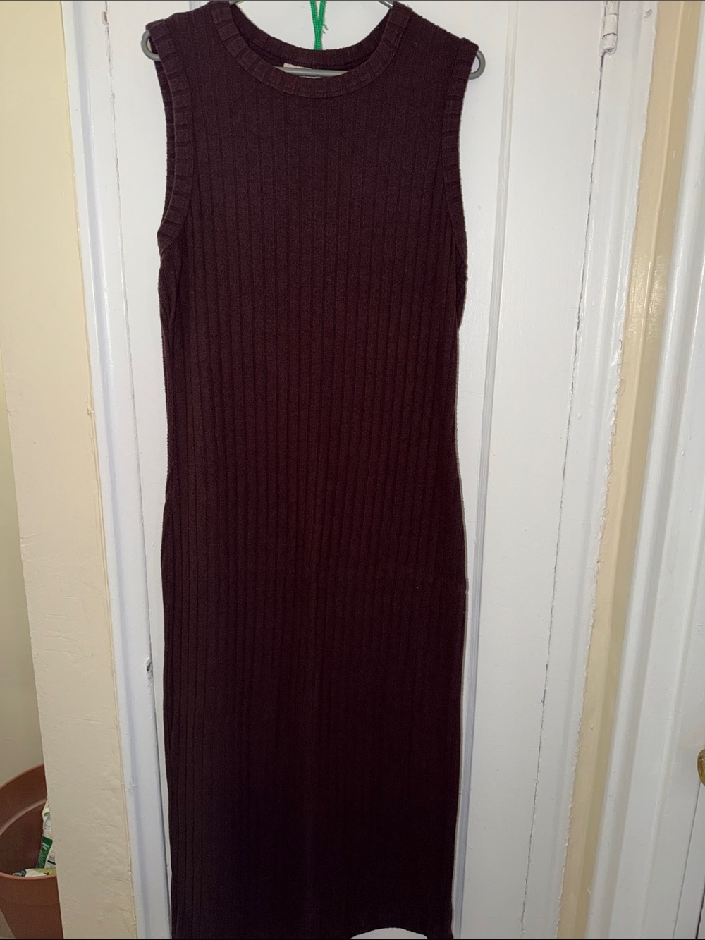 Universal Thread Sleeveless Ribbed Maxi Dress in Dark Burgundy